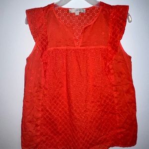 &LOFT red eyelet cotton blouse top